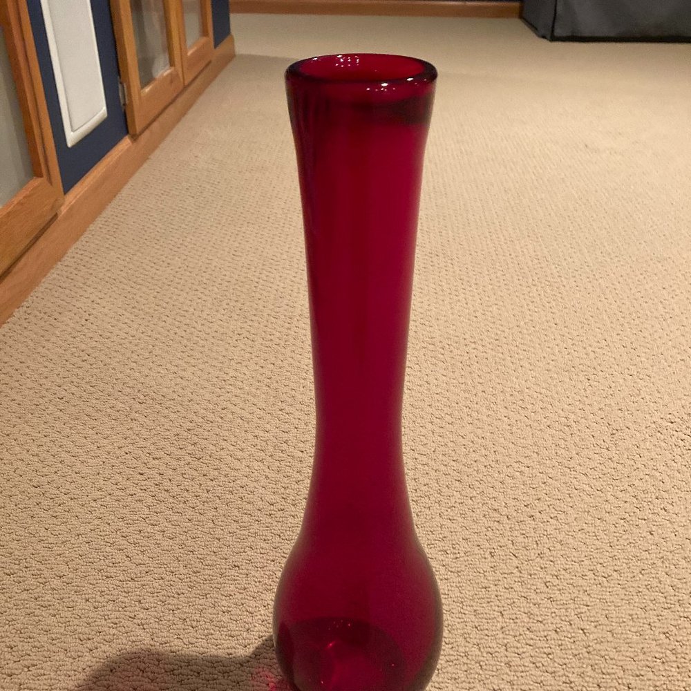 Pier 1 Vase Hand Blown Art Glass Very Rare Gorgeous Red Vintage Rare